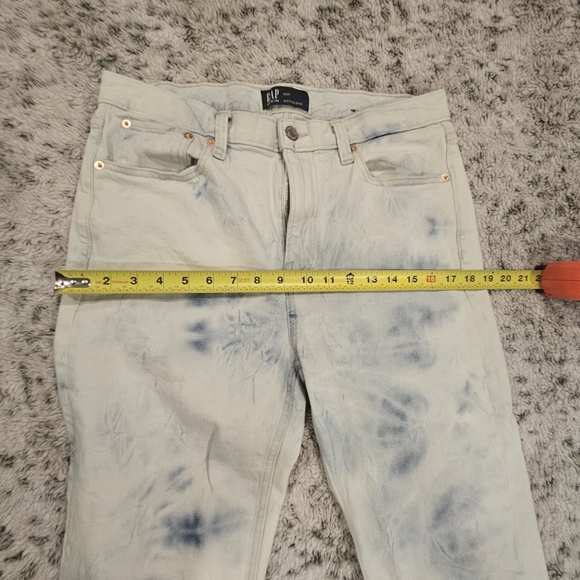 GAP SZ 6/28 BOYFRIEND Raw Hem Tie Dye Bleached Mid Rise Crop Stretch Jean - Picture 5 of 10